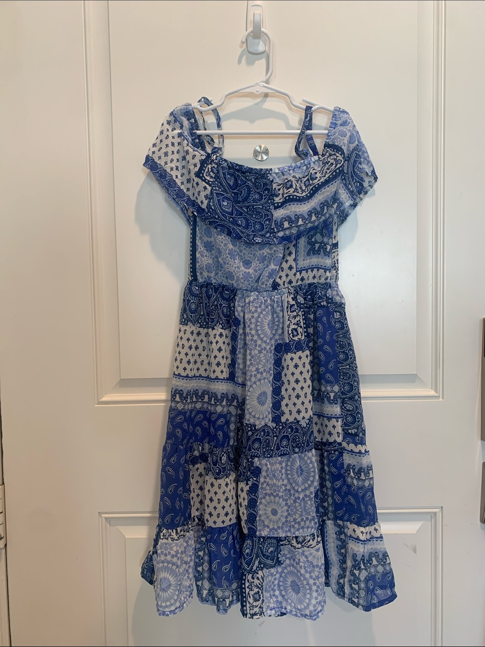 Children Place Blue Spaghetti strapped/off shoulder girls S(5/6)